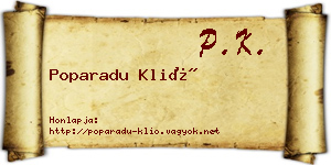 Poparadu Klió névjegykártya